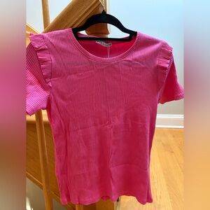 Zara Pink Ribbed ruffled  Top